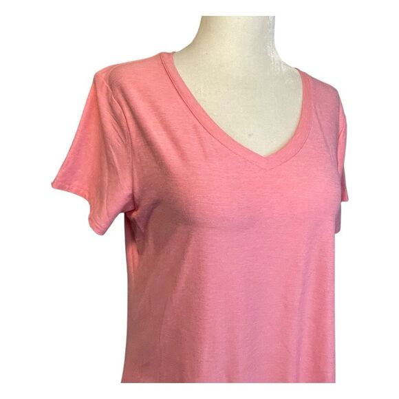 RBX Active Soft V-Neck Tee Pink Marled Flowy Knit Short‎ Sleeve Athletic S - Picture 2 of 8